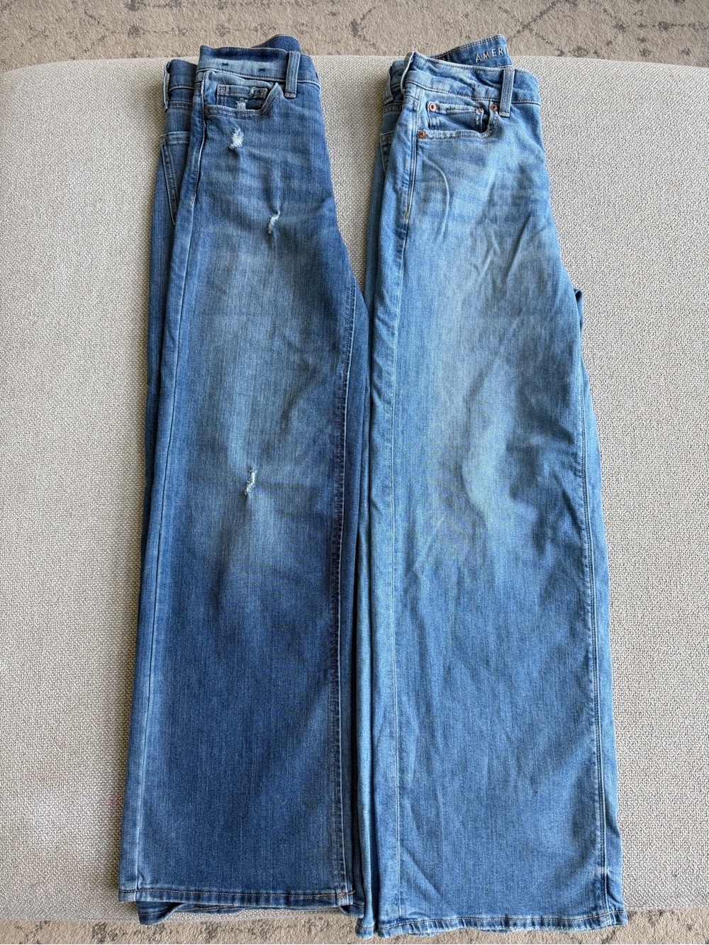 American Eagle SO High Rise Wide Leg Jeans 2 Pair Lot Size 0 25W Baggy